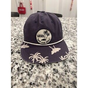VANS “Of The Wall” Patch Blue With The Rope Trim Snapback Cap Hat Palm Tree Bill